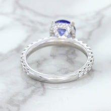 Load image into Gallery viewer, 1.75ct. EGL Certified Round Blue Sapphire Ring with Hidden Diamond Halo in 18K White Gold