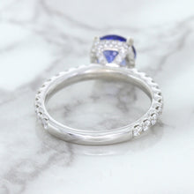 Load image into Gallery viewer, 1.75ct. EGL Certified Round Blue Sapphire Ring with Hidden Diamond Halo in 18K White Gold