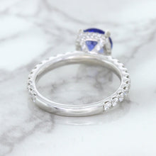 Load image into Gallery viewer, 1.75ct. EGL Certified Round Blue Sapphire Ring with Hidden Diamond Halo in 18K White Gold