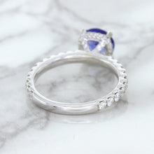Load image into Gallery viewer, 1.75ct. EGL Certified Round Blue Sapphire Ring with Hidden Diamond Halo in 18K White Gold