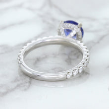 Load image into Gallery viewer, 1.75ct. EGL Certified Round Blue Sapphire Ring with Hidden Diamond Halo in 18K White Gold