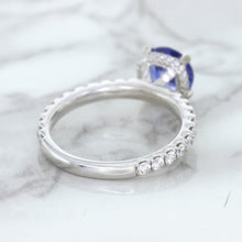 Load image into Gallery viewer, 1.75ct. EGL Certified Round Blue Sapphire Ring with Hidden Diamond Halo in 18K White Gold