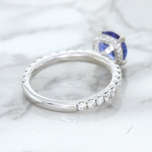 Load image into Gallery viewer, 1.75ct. EGL Certified Round Blue Sapphire Ring with Hidden Diamond Halo in 18K White Gold
