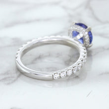 Load image into Gallery viewer, 1.75ct. EGL Certified Round Blue Sapphire Ring with Hidden Diamond Halo in 18K White Gold