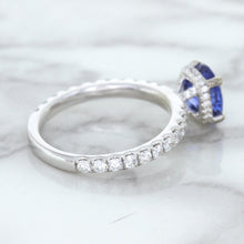 Load image into Gallery viewer, 1.75ct. EGL Certified Round Blue Sapphire Ring with Hidden Diamond Halo in 18K White Gold