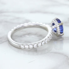 Load image into Gallery viewer, 1.75ct. EGL Certified Round Blue Sapphire Ring with Hidden Diamond Halo in 18K White Gold