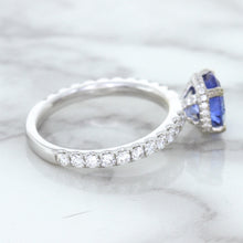Load image into Gallery viewer, 1.75ct. EGL Certified Round Blue Sapphire Ring with Hidden Diamond Halo in 18K White Gold