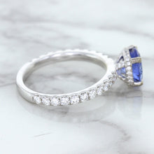 Load image into Gallery viewer, 1.75ct. EGL Certified Round Blue Sapphire Ring with Hidden Diamond Halo in 18K White Gold