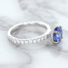 Load image into Gallery viewer, 1.75ct. EGL Certified Round Blue Sapphire Ring with Hidden Diamond Halo in 18K White Gold