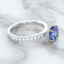 Load image into Gallery viewer, 1.75ct. EGL Certified Round Blue Sapphire Ring with Hidden Diamond Halo in 18K White Gold