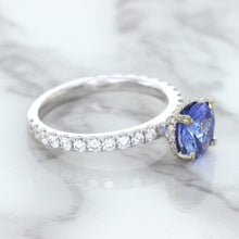 Load image into Gallery viewer, 1.75ct. EGL Certified Round Blue Sapphire Ring with Hidden Diamond Halo in 18K White Gold