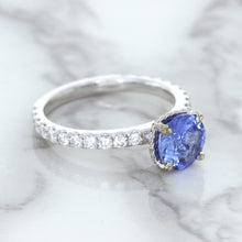 Load image into Gallery viewer, 1.75ct. EGL Certified Round Blue Sapphire Ring with Hidden Diamond Halo in 18K White Gold