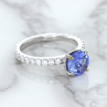 Load image into Gallery viewer, 1.75ct. EGL Certified Round Blue Sapphire Ring with Hidden Diamond Halo in 18K White Gold