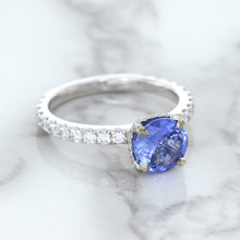 Load image into Gallery viewer, 1.75ct. EGL Certified Round Blue Sapphire Ring with Hidden Diamond Halo in 18K White Gold