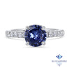 1.75ct. EGL Certified Round Blue Sapphire Ring with Hidden Diamond Halo in 18K White Gold