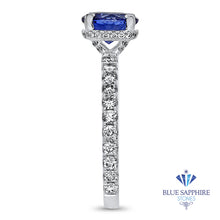 Load image into Gallery viewer, 1.75ct. EGL Certified Round Blue Sapphire Ring with Hidden Diamond Halo in 18K White Gold