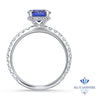 1.75ct. EGL Certified Round Blue Sapphire Ring with Hidden Diamond Halo in 18K White Gold
