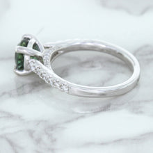 Load image into Gallery viewer, 1.57ct Round Green Sapphire Ring with Diamond Accents in 18K White Gold