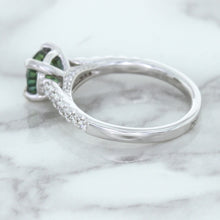 Load image into Gallery viewer, 1.57ct Round Green Sapphire Ring with Diamond Accents in 18K White Gold