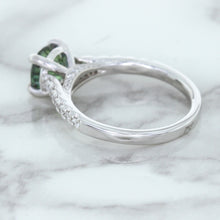 Load image into Gallery viewer, 1.57ct Round Green Sapphire Ring with Diamond Accents in 18K White Gold