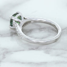 Load image into Gallery viewer, 1.57ct Round Green Sapphire Ring with Diamond Accents in 18K White Gold