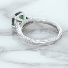 Load image into Gallery viewer, 1.57ct Round Green Sapphire Ring with Diamond Accents in 18K White Gold