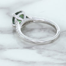Load image into Gallery viewer, 1.57ct Round Green Sapphire Ring with Diamond Accents in 18K White Gold