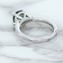 Load image into Gallery viewer, 1.57ct Round Green Sapphire Ring with Diamond Accents in 18K White Gold
