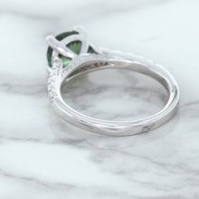 Load image into Gallery viewer, 1.57ct Round Green Sapphire Ring with Diamond Accents in 18K White Gold