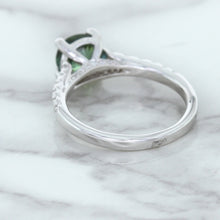 Load image into Gallery viewer, 1.57ct Round Green Sapphire Ring with Diamond Accents in 18K White Gold