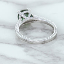 Load image into Gallery viewer, 1.57ct Round Green Sapphire Ring with Diamond Accents in 18K White Gold