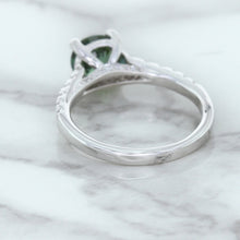 Load image into Gallery viewer, 1.57ct Round Green Sapphire Ring with Diamond Accents in 18K White Gold
