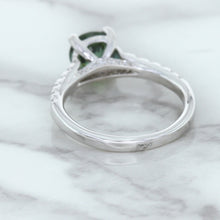 Load image into Gallery viewer, 1.57ct Round Green Sapphire Ring with Diamond Accents in 18K White Gold