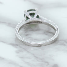 Load image into Gallery viewer, 1.57ct Round Green Sapphire Ring with Diamond Accents in 18K White Gold