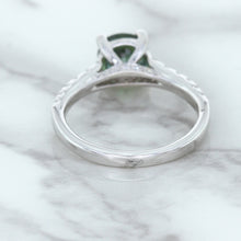 Load image into Gallery viewer, 1.57ct Round Green Sapphire Ring with Diamond Accents in 18K White Gold