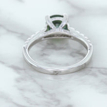 Load image into Gallery viewer, 1.57ct Round Green Sapphire Ring with Diamond Accents in 18K White Gold
