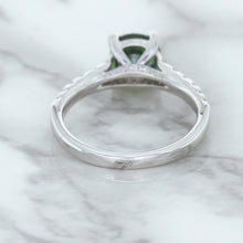 Load image into Gallery viewer, 1.57ct Round Green Sapphire Ring with Diamond Accents in 18K White Gold