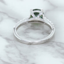 Load image into Gallery viewer, 1.57ct Round Green Sapphire Ring with Diamond Accents in 18K White Gold