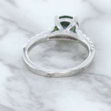 Load image into Gallery viewer, 1.57ct Round Green Sapphire Ring with Diamond Accents in 18K White Gold