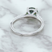 Load image into Gallery viewer, 1.57ct Round Green Sapphire Ring with Diamond Accents in 18K White Gold
