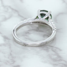 Load image into Gallery viewer, 1.57ct Round Green Sapphire Ring with Diamond Accents in 18K White Gold
