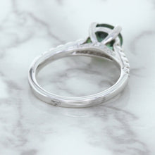 Load image into Gallery viewer, 1.57ct Round Green Sapphire Ring with Diamond Accents in 18K White Gold
