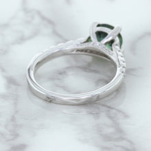 Load image into Gallery viewer, 1.57ct Round Green Sapphire Ring with Diamond Accents in 18K White Gold