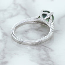 Load image into Gallery viewer, 1.57ct Round Green Sapphire Ring with Diamond Accents in 18K White Gold