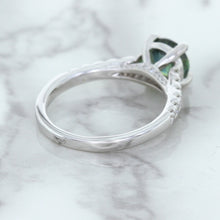 Load image into Gallery viewer, 1.57ct Round Green Sapphire Ring with Diamond Accents in 18K White Gold