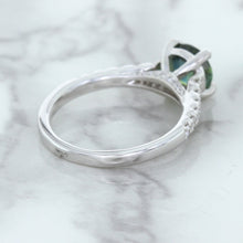 Load image into Gallery viewer, 1.57ct Round Green Sapphire Ring with Diamond Accents in 18K White Gold