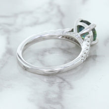 Load image into Gallery viewer, 1.57ct Round Green Sapphire Ring with Diamond Accents in 18K White Gold