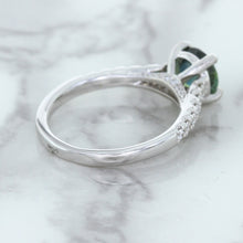 Load image into Gallery viewer, 1.57ct Round Green Sapphire Ring with Diamond Accents in 18K White Gold