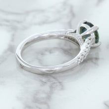 Load image into Gallery viewer, 1.57ct Round Green Sapphire Ring with Diamond Accents in 18K White Gold
