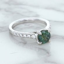 Load image into Gallery viewer, 1.57ct Round Green Sapphire Ring with Diamond Accents in 18K White Gold